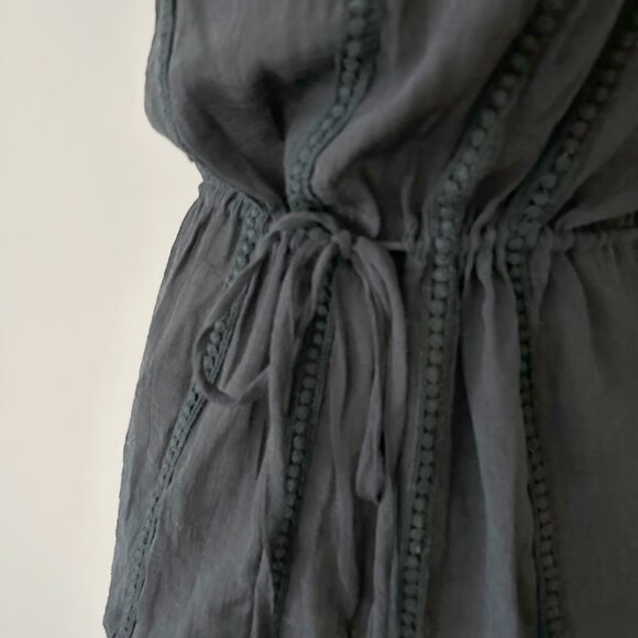 Lola Short Sleeve Blouse Black Womens Size S Tie Waist Floral Pattern - Picture 4 of 6